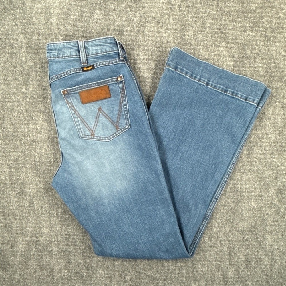 Wrangler High Rise Trouser Jeans Womens 30x32 Blue Flare Western 112338901
